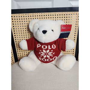 Y2K Christmas Holiday Ralph Lauren Stuffed Bear White VINTAGE NWT